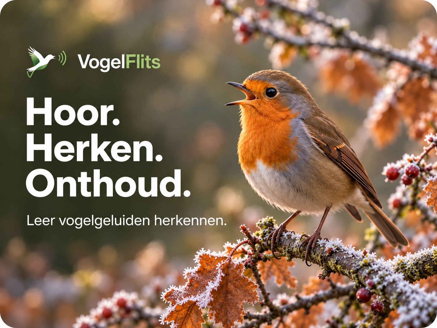 VogelFlits โ Hoor. Herken. Onthoud. Zingende roodborst in herfst- en wintersfeer